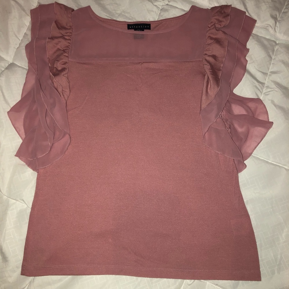 Pink ruffle sleeve blouse gorgeous last chance